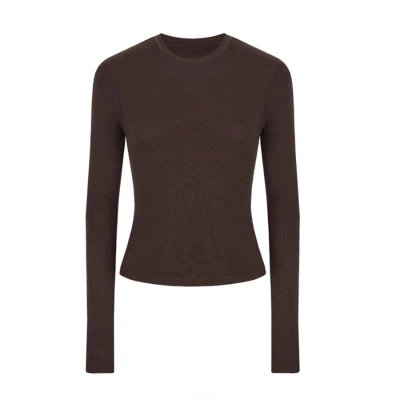 Women Casual Long Sleeve T-shirts Cotton Elastic Basic Autumn