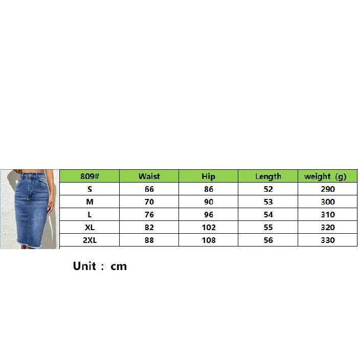 ﻿ ﻿ Women's High Waist Denim Skirt  Stretch Knee Length Casual