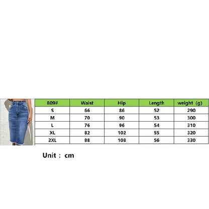 ﻿ ﻿ Women's High Waist Denim Skirt  Stretch Knee Length Casual
