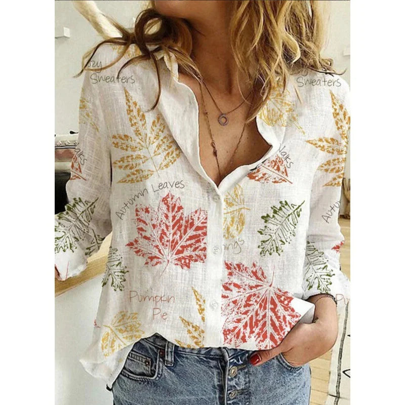 Casual Long Sleeve Print Top